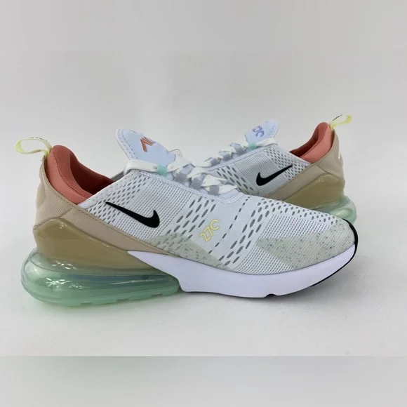 Nike Air Max 270 White Sanddrift Men's Sneakers Shoes Black Swoosh DQ7642 100 - Picture 9 of 12